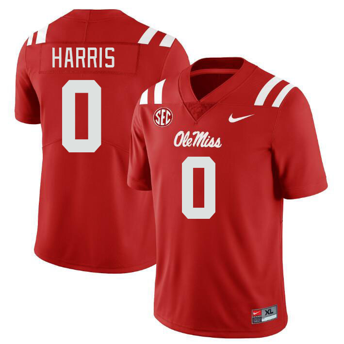 Ole Miss Rebels #0 Joshua Harris College Football Jerseys Stitched Sale-Red